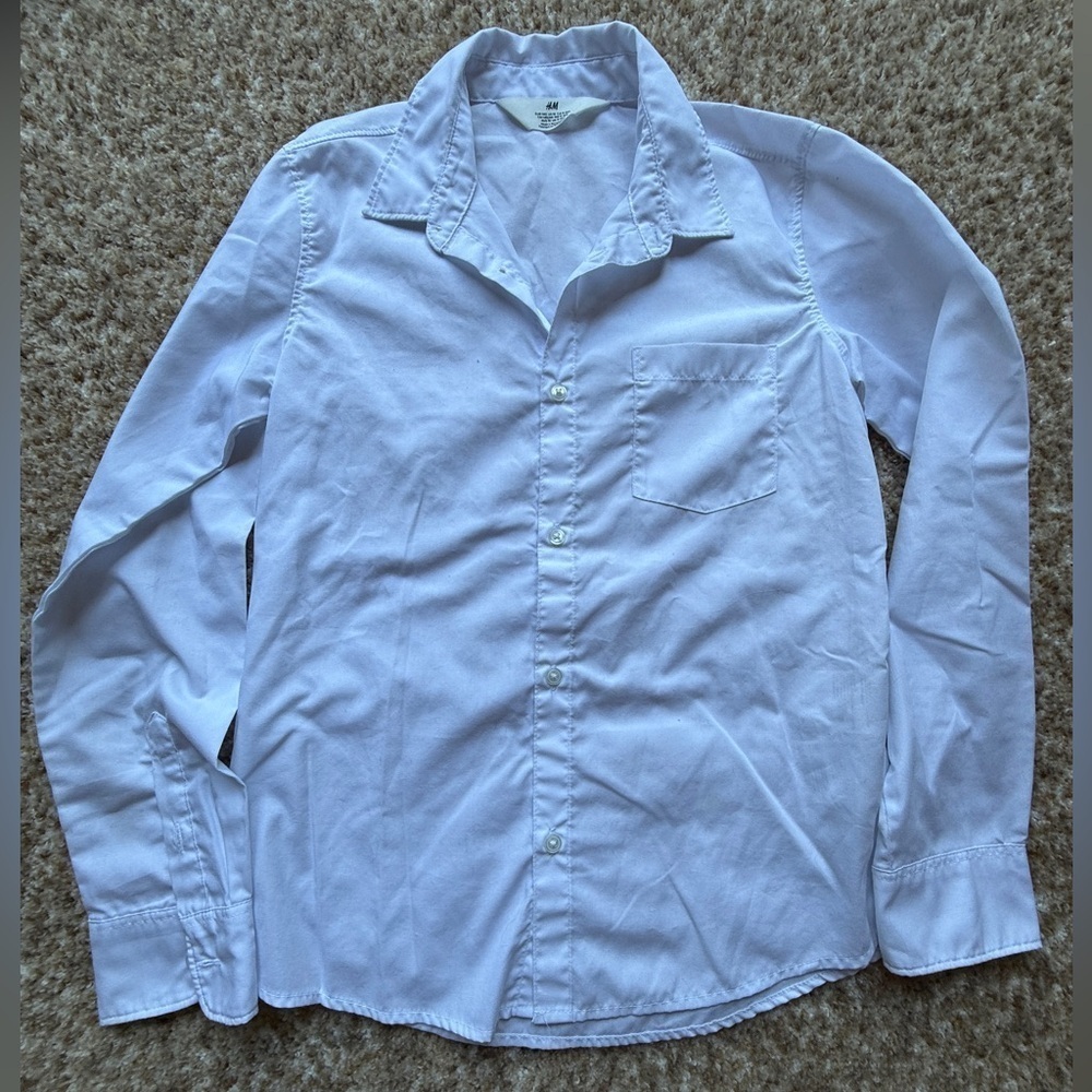 H&M Boys White Casual Button-Down Shirt Sz 10 yrs